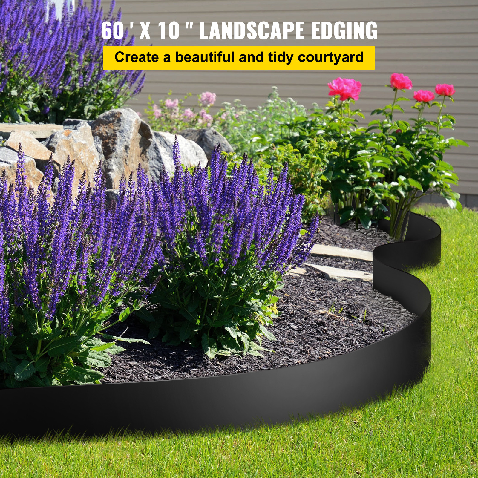 VEVOR Landscape Edging Terrace Board 60 ft Length 10 inch Depth Lawn Garden