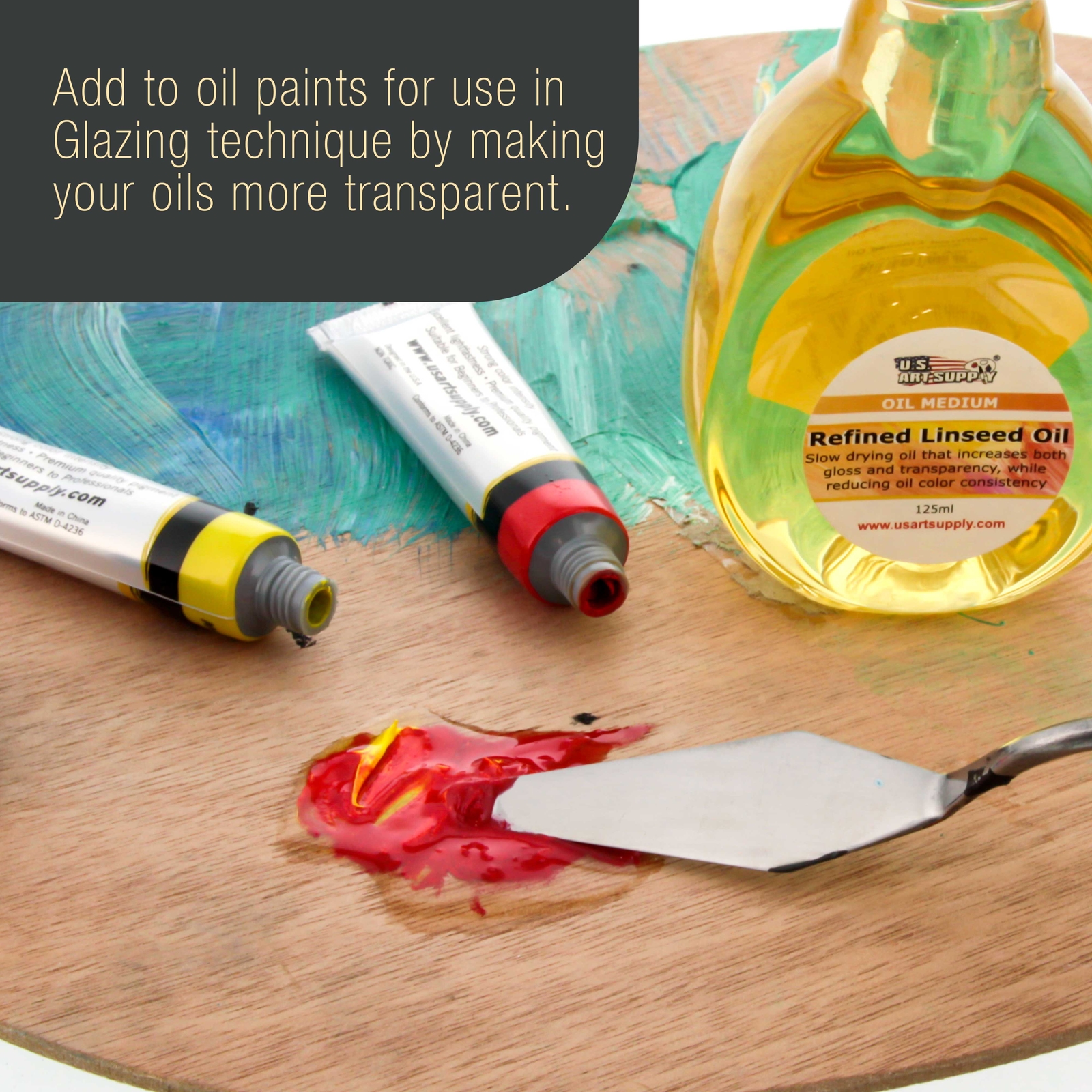 U.S. Art Supply Refined Linseed Oil, 125ml