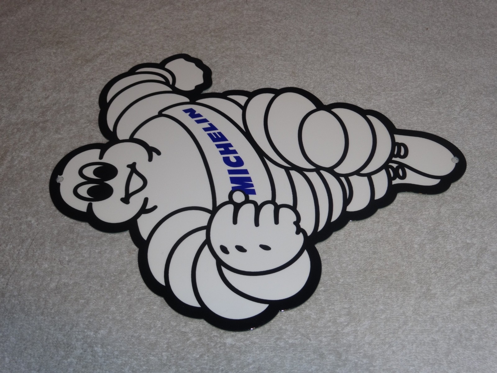 VINTAGE MICHELIN MAN TIRES BIBENDUM TIRE 12" PORCELAIN METAL GASOLINE OIL SIGN!