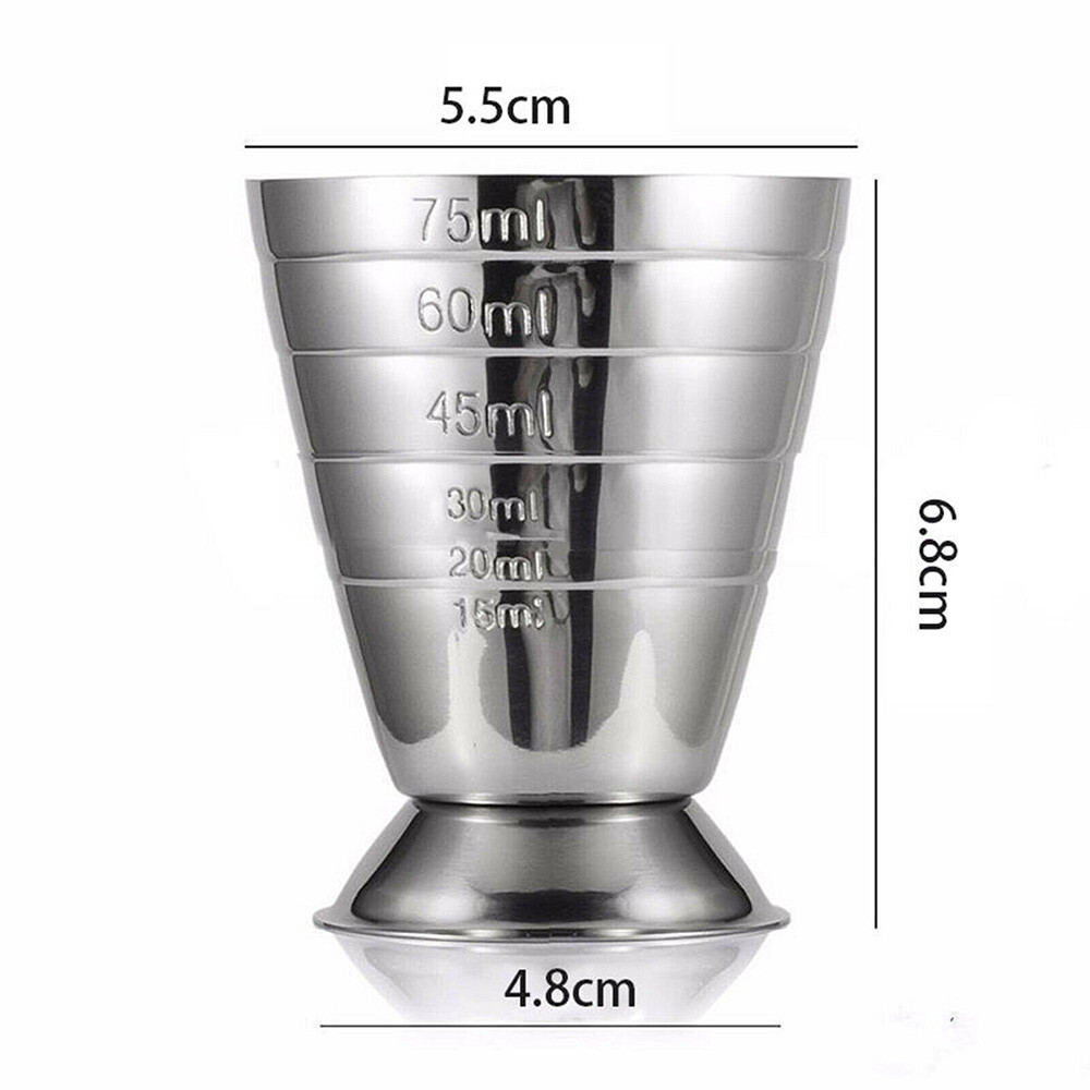 75ml Metal Measure Cup Drink Shot Ounce Jigger Bar Mixed Cocktail Beaker NEW US