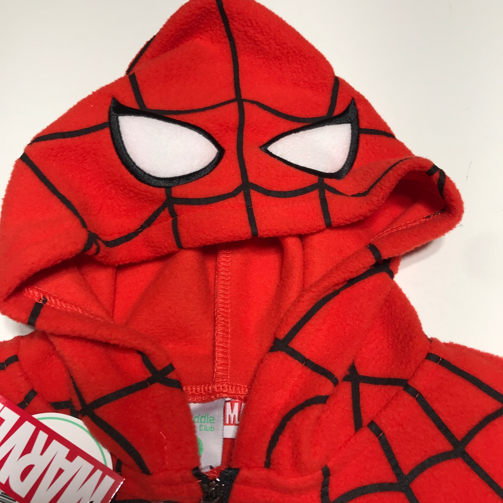 NWT Cuddle Club Marvel Fleece Spiderman One Piece Hooded Costume Toddler 18-24 M