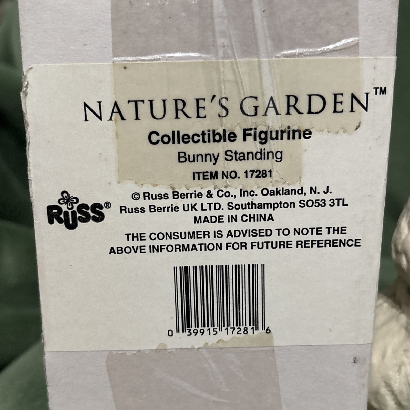 Russ Berrie & Co Nature’s Garden Standing Ceramic 7 In Bunny Figurine 17281