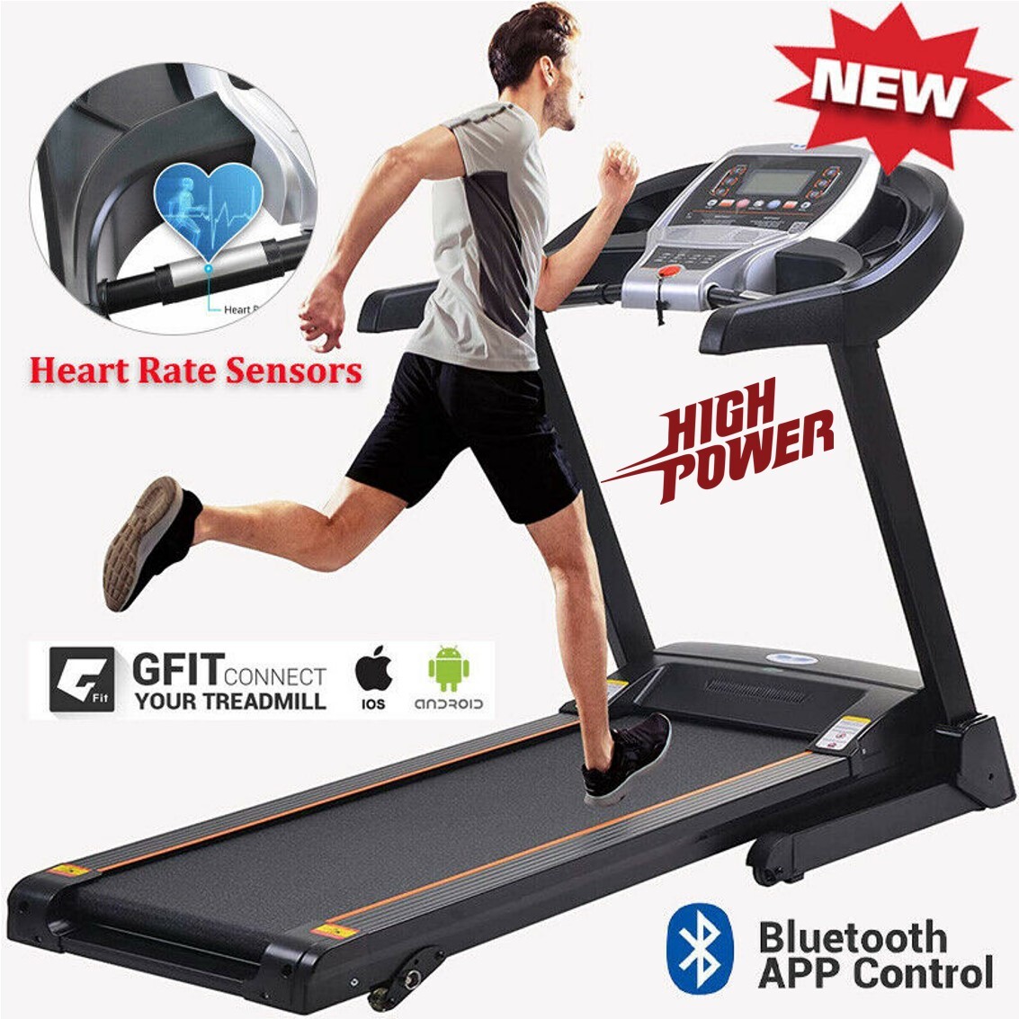 Treadmill Folding for Home Heavy Duty Running Machine with Manual/Auto Incline