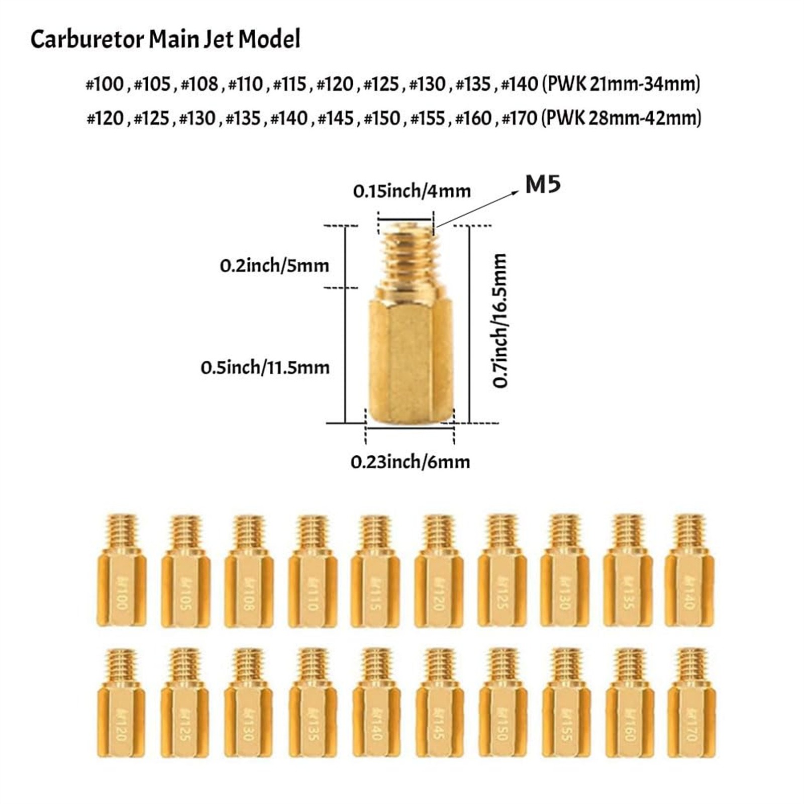 10Pc Slow Pilot Jet & 30Pc Carburetor Main Jet kit for Keihin PWK OKO Carb Honda