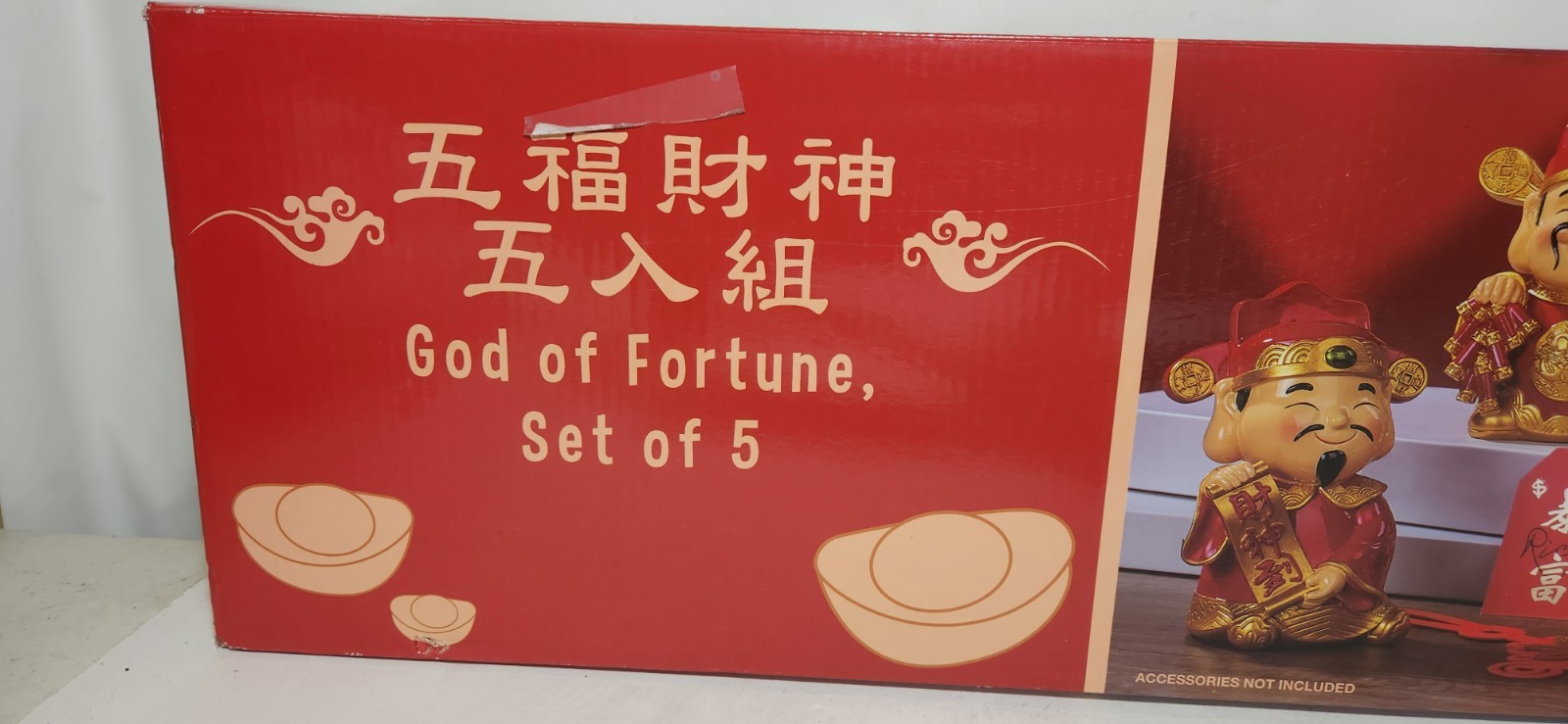 God Of Fortune, Set Of 5 Chinese Oriental Forklore Figures Whimsical Collectable