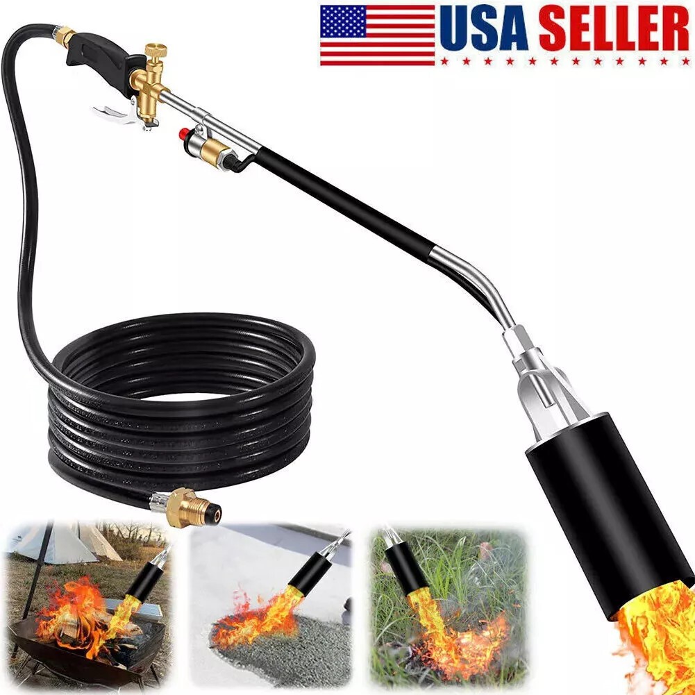 Portable Propane Weed Torch Burner Ice Melter Push Button Igniter with 79" Hose