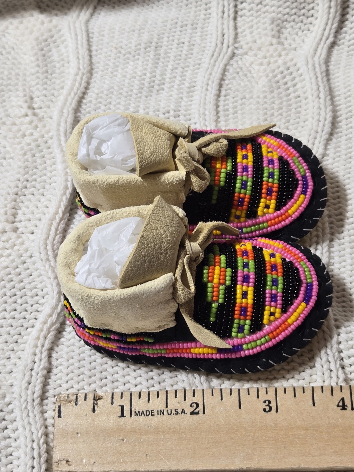 NEW Native American Infant Beaded Moccasins New Born or Baby Doll Handmade Soft