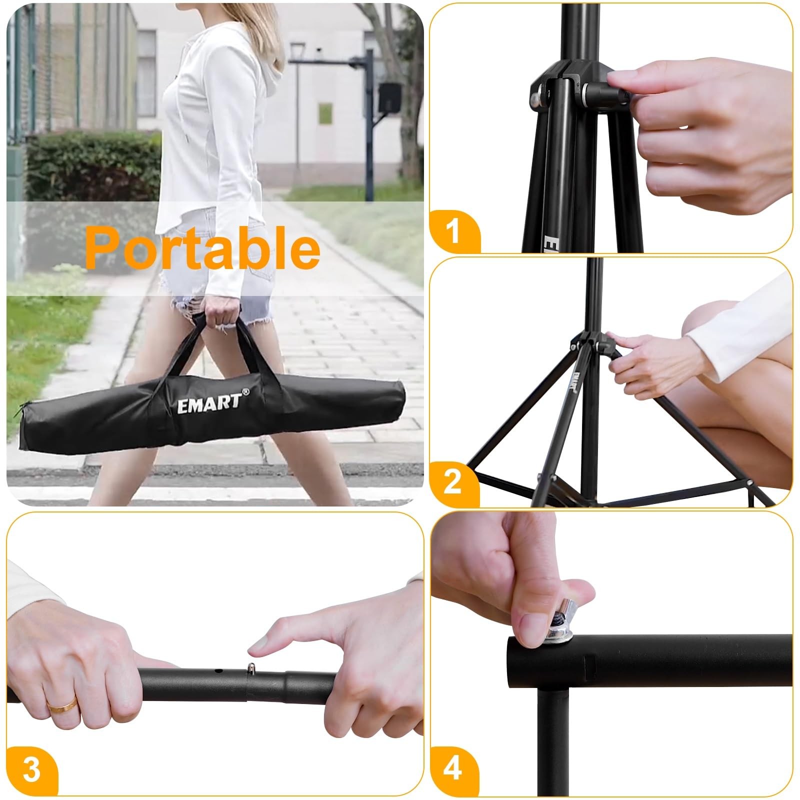 Photo Backdrop Stand Kit 8.5x10ft Adjustable Frame Banner Background Holder