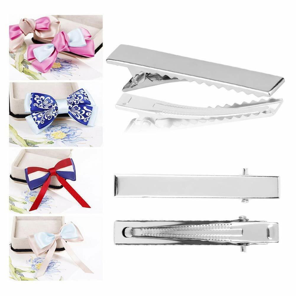 100/200/300x Silver Single Prong Alligator Metal Clips 1.75" Hair Bow Clips Bulk