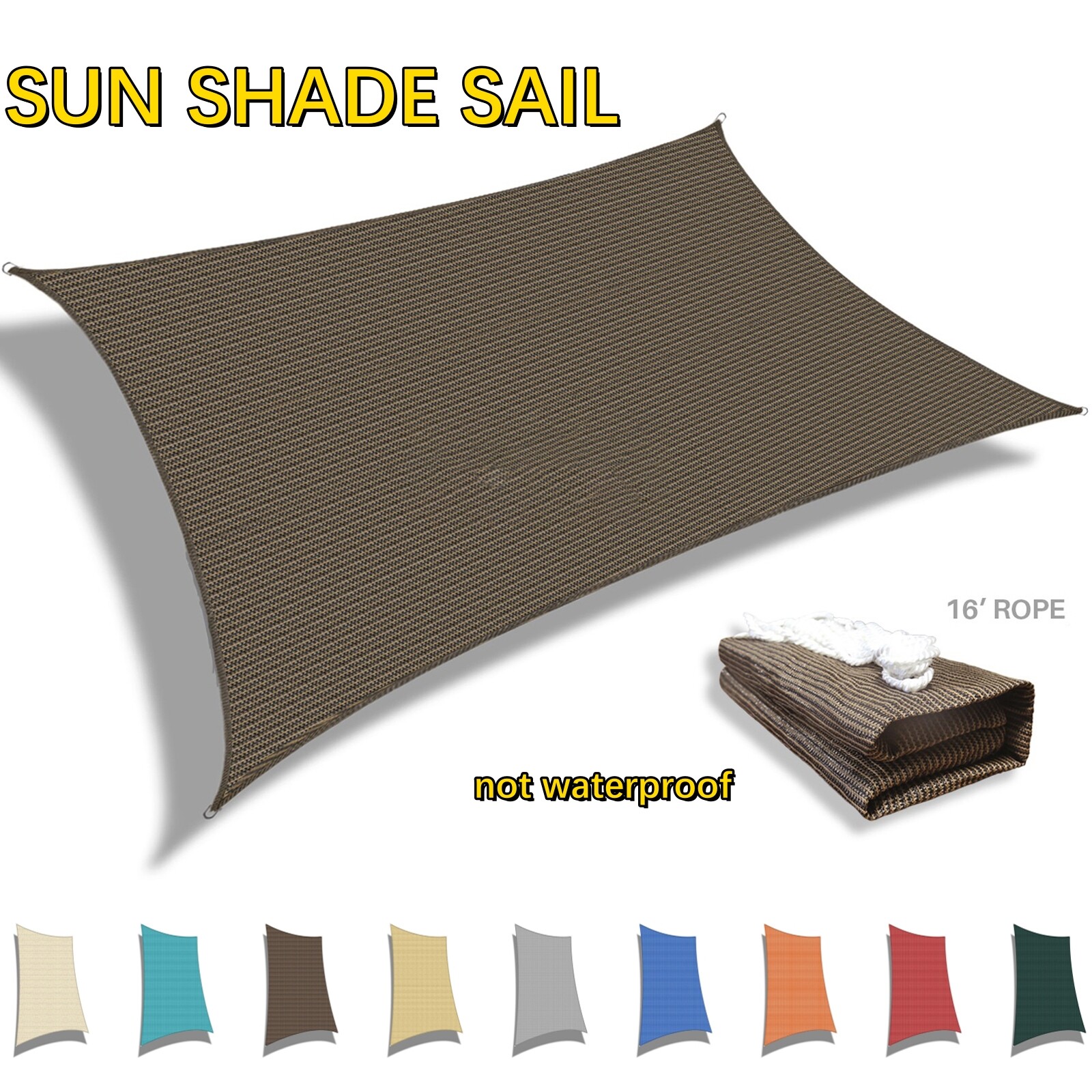 Sun Shade Sails Canopy Rectangle Awning Shelter Cover UV Blcok Yard Deck Outdoor