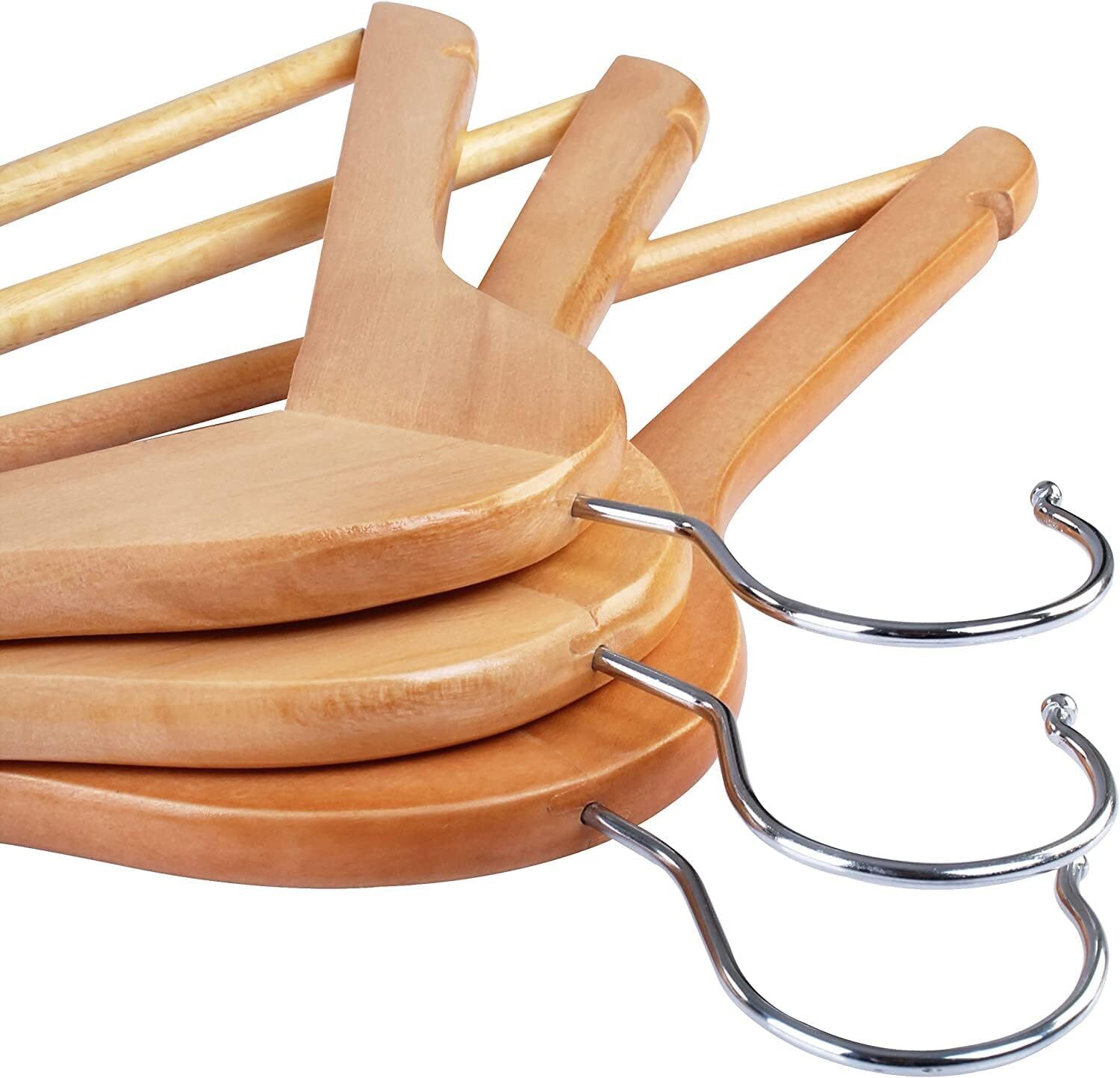 Wooden Hangers Pack of 20 & 80 Suit Hangers Premium Natural Finish Utopia Home