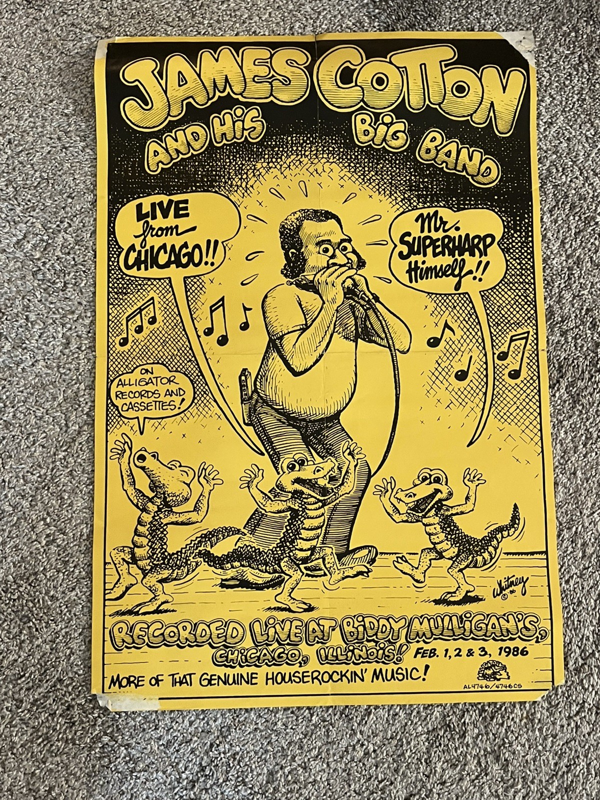 ORIGINAL JAMES COTTON & HIS BIG BAND ALLIGATOR RECORDS 1986 BLUES MUSIC POSTER