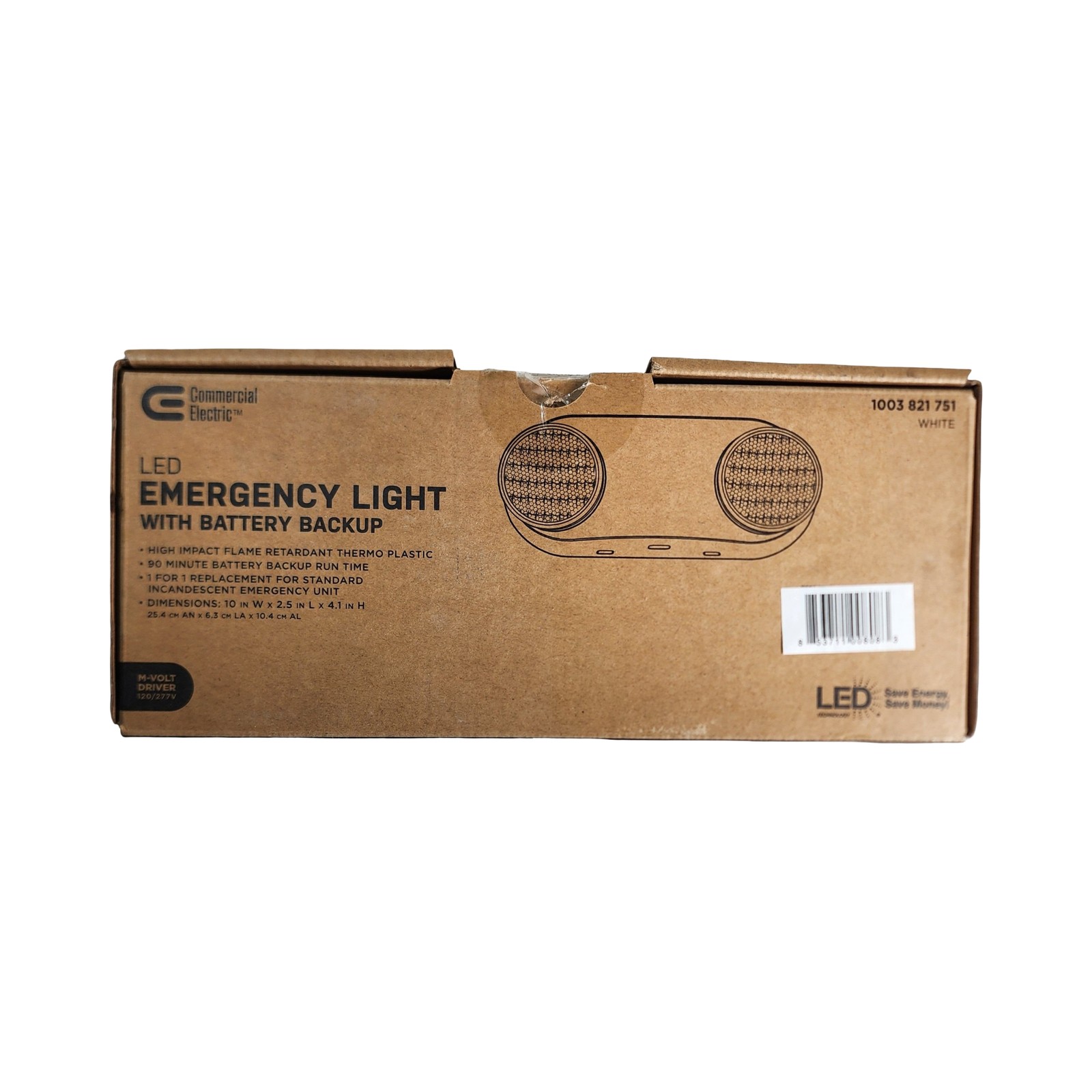 Commercial Electric LED Emergency Light Fixture with Battery Backup 120/277V