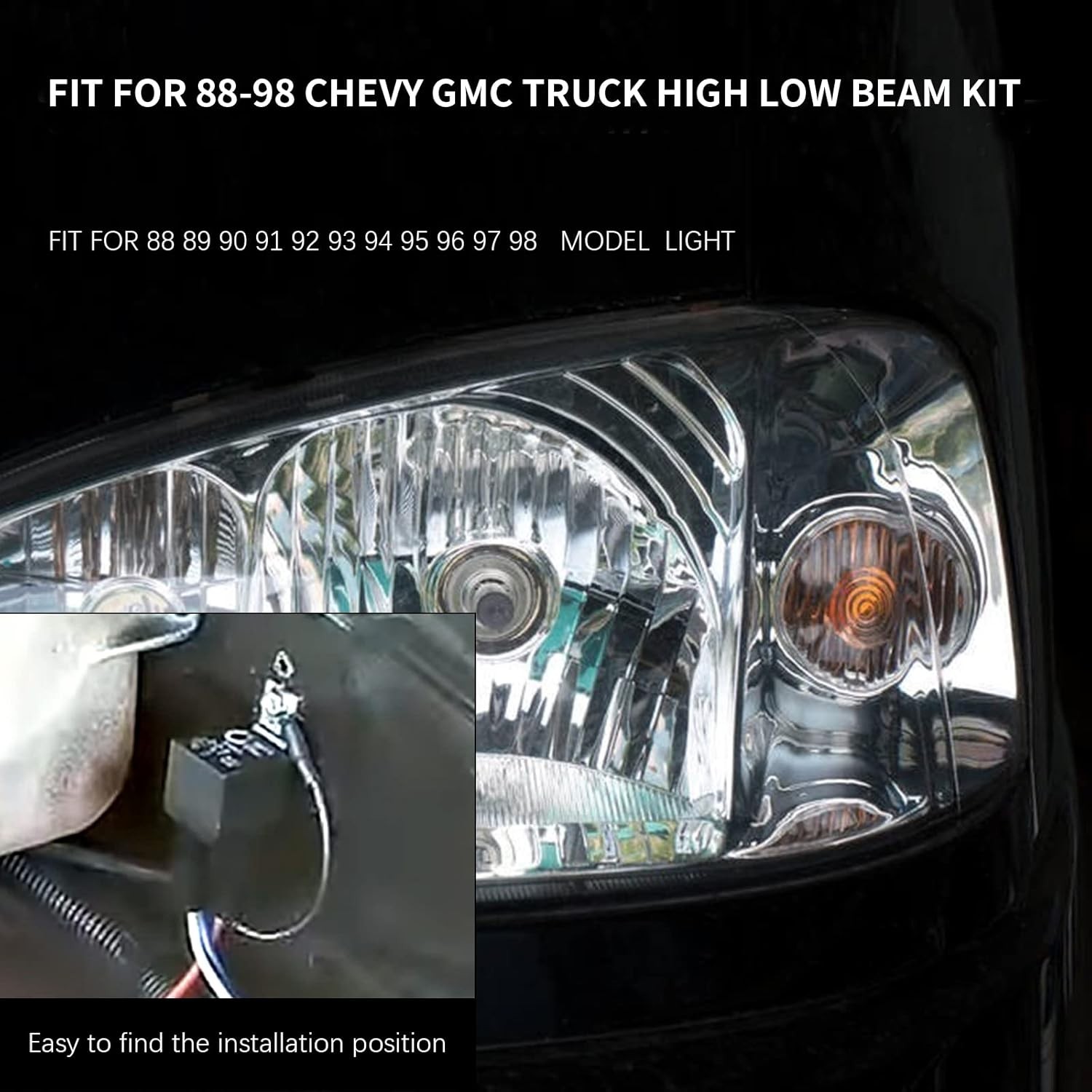 High Low Beam 4 Lights Kits Compatible with 88-98 Chevy GMC Truck，High Beam an
