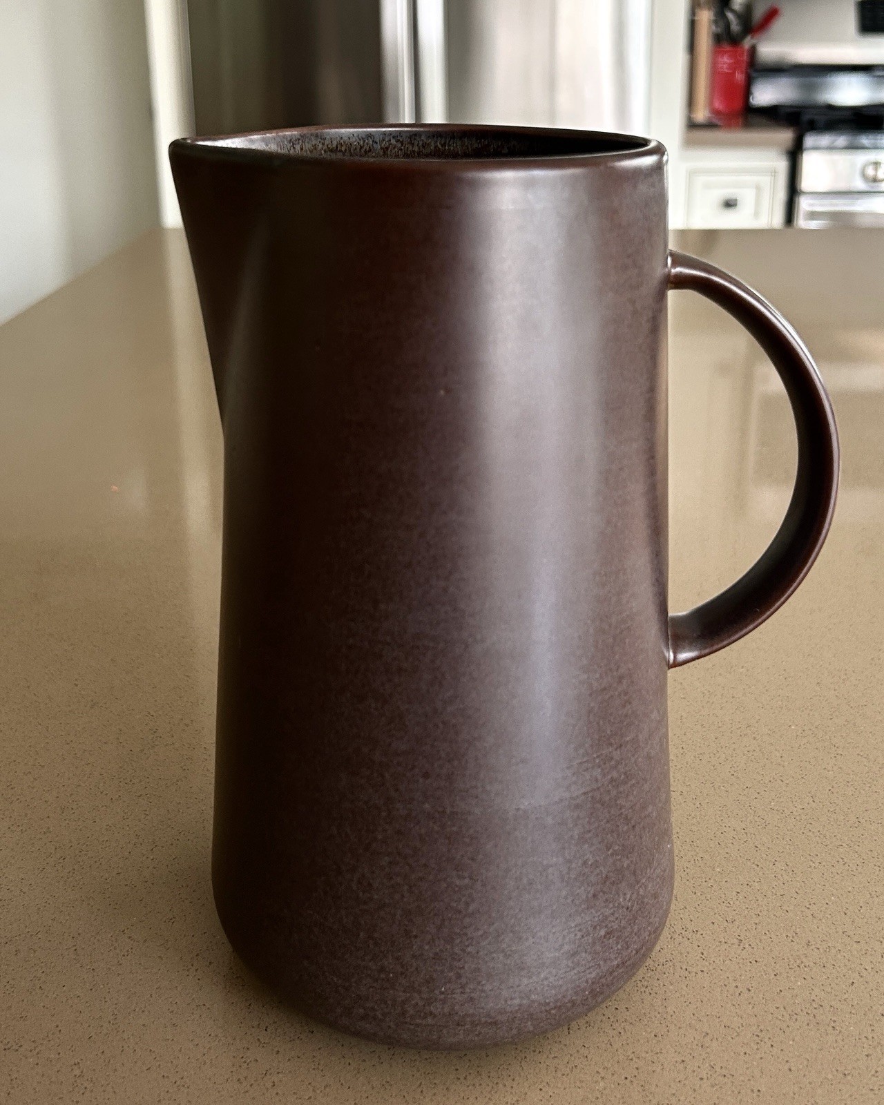 New With Tags Hearth & Hand Magnolia Stoneware Pitcher 2‑Qt Brown Reactive Glaze