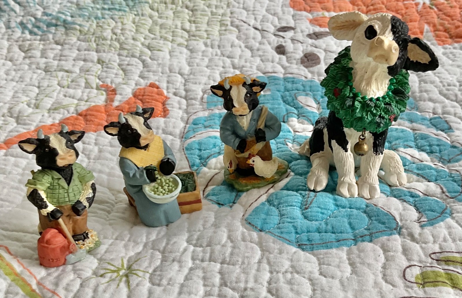Lot of 9 Random Resin Cow Figurines, 1-3.5"!
