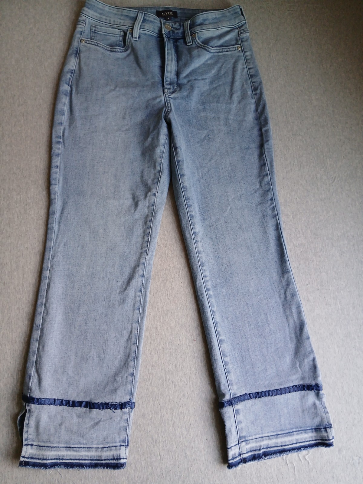 NYDJ Jeans 6 Marilyn Straight Lift Tuck High Rise Straight Stretch Slit Boho