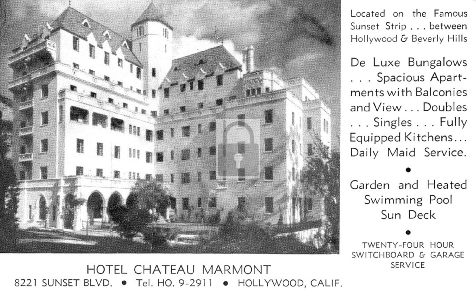 Hotel Chateau Marmont Hollywood California CA - Reprint
