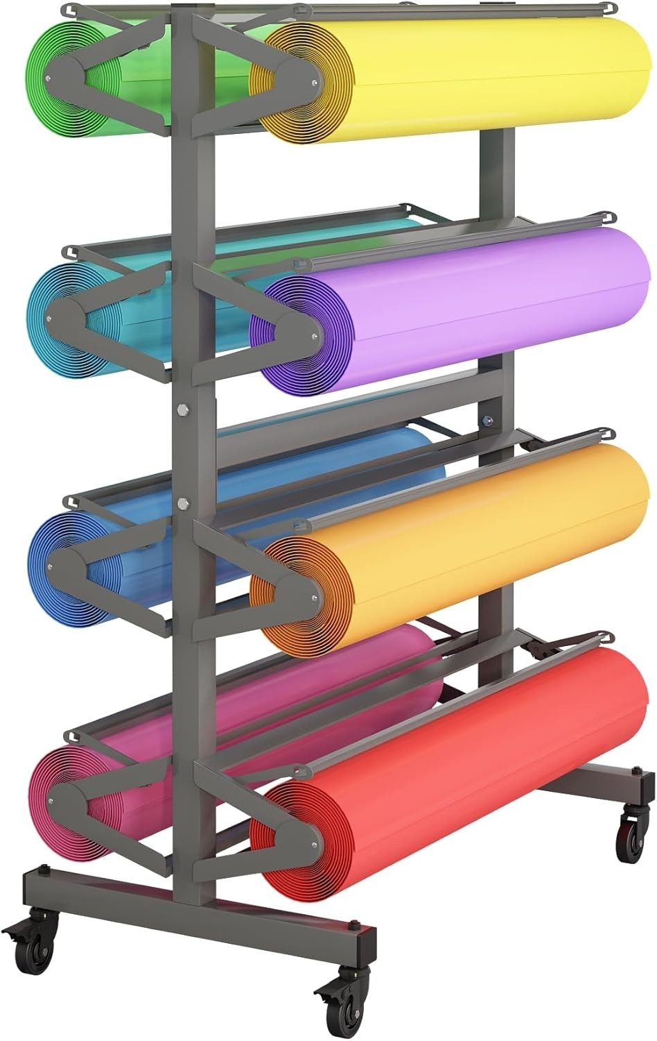Large Paper Roll Holder Rack for 8 Roll 36" Rolls Dispenser Stand and Cutter