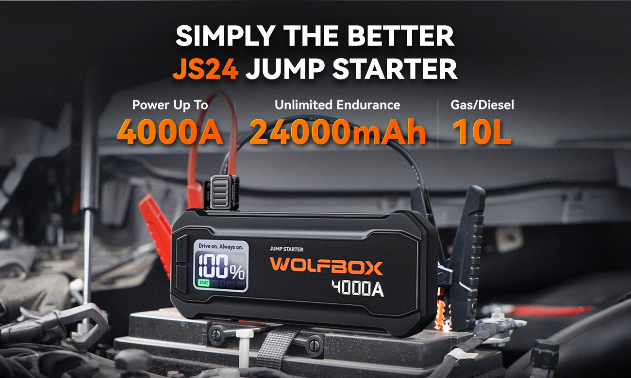 WOLFBOX JS24 4000A Portable Jump Starter Battery Pack Power Bank W/ LED Display