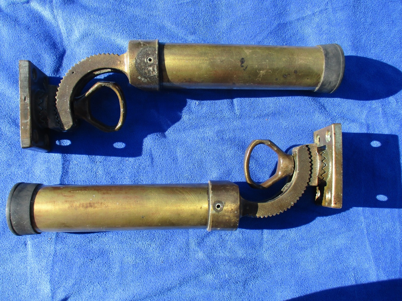 Pair of Bronze / Brass Outrigger Fishing Pole Holder Mounts