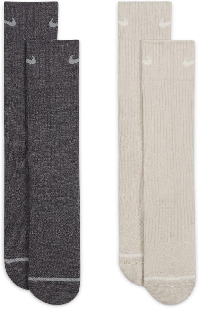 Nike Everyday Wool Cushioned Socks (2 Pairs) Grey Beige SZ L Men's DQ6394-902