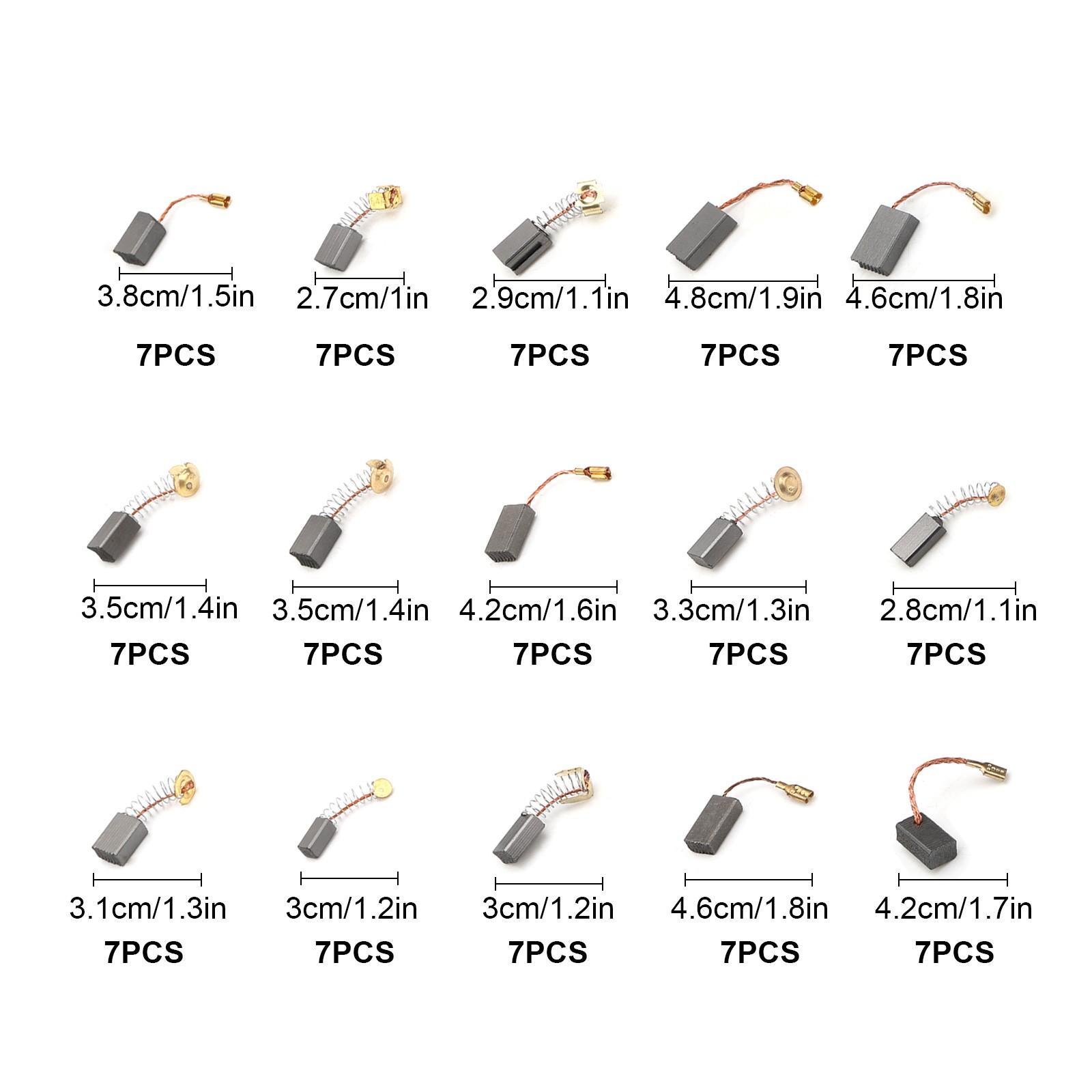 105x 15 Sizes Electric Carbon Brush Set Replacement for Drill Grinder Saw Motors