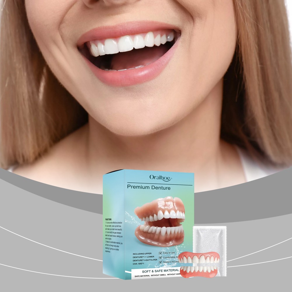 Flexible Silicone Premium Denture - Full Set Top Bottom Teeth For Men And Women