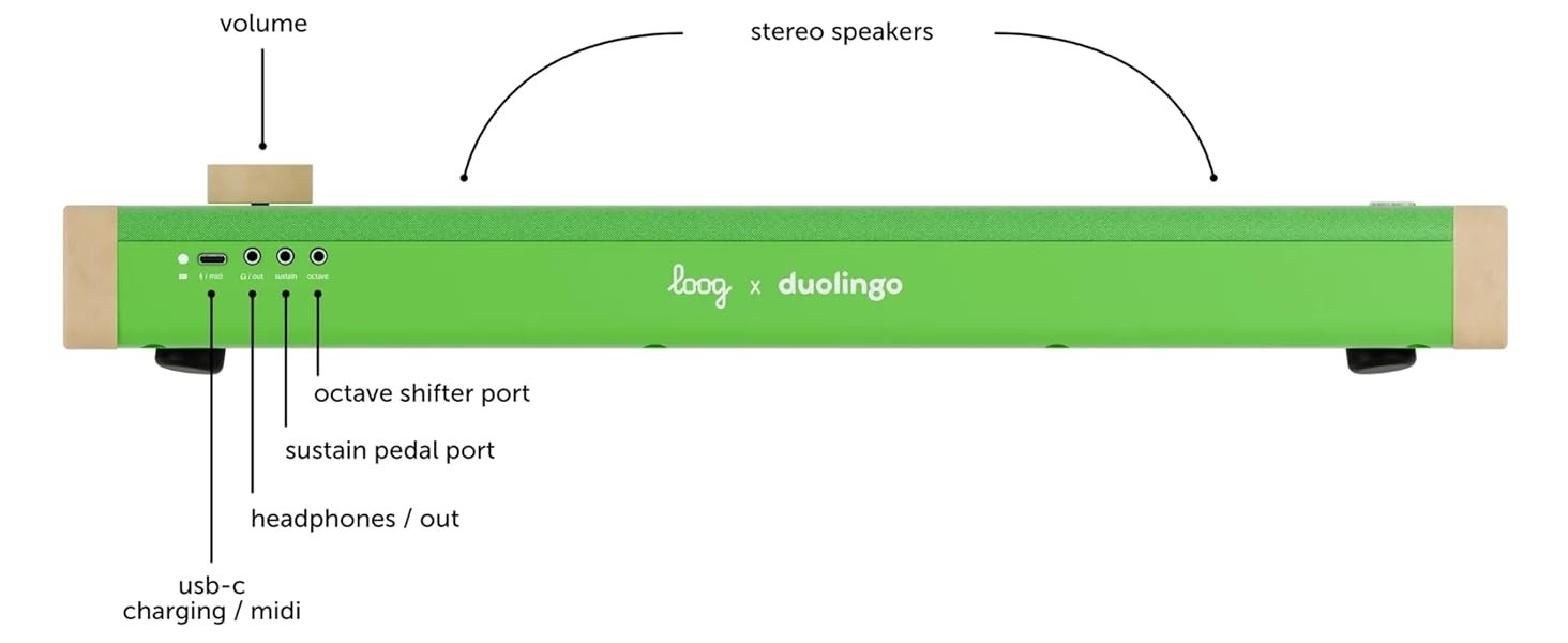 Loog x Dualingo Portable Digital Piano Green MIDI USB-C Used