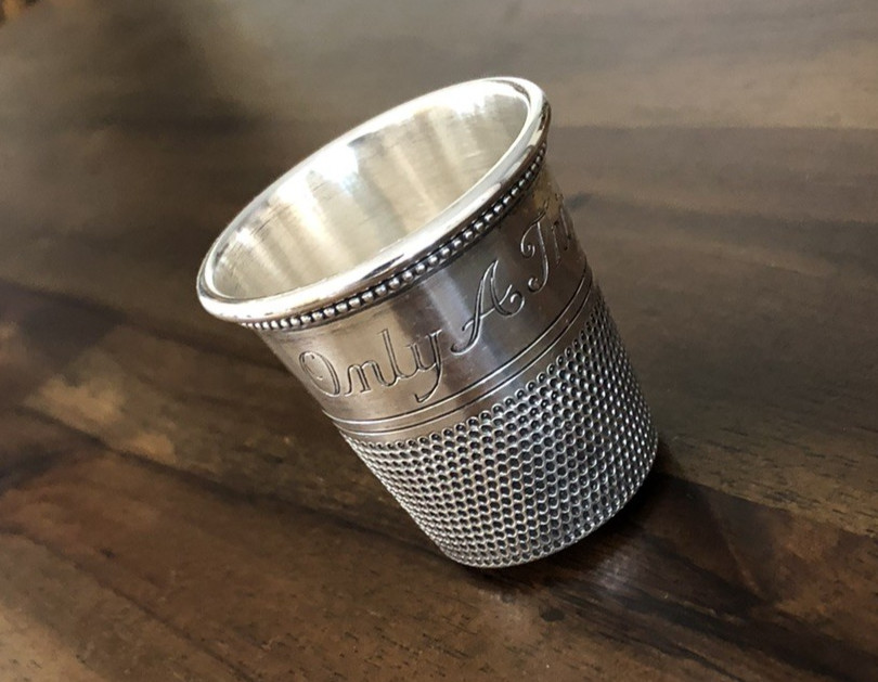Thomae & Co. Sterling Silver "Only A Thimble Full" Shot Glass Jigger