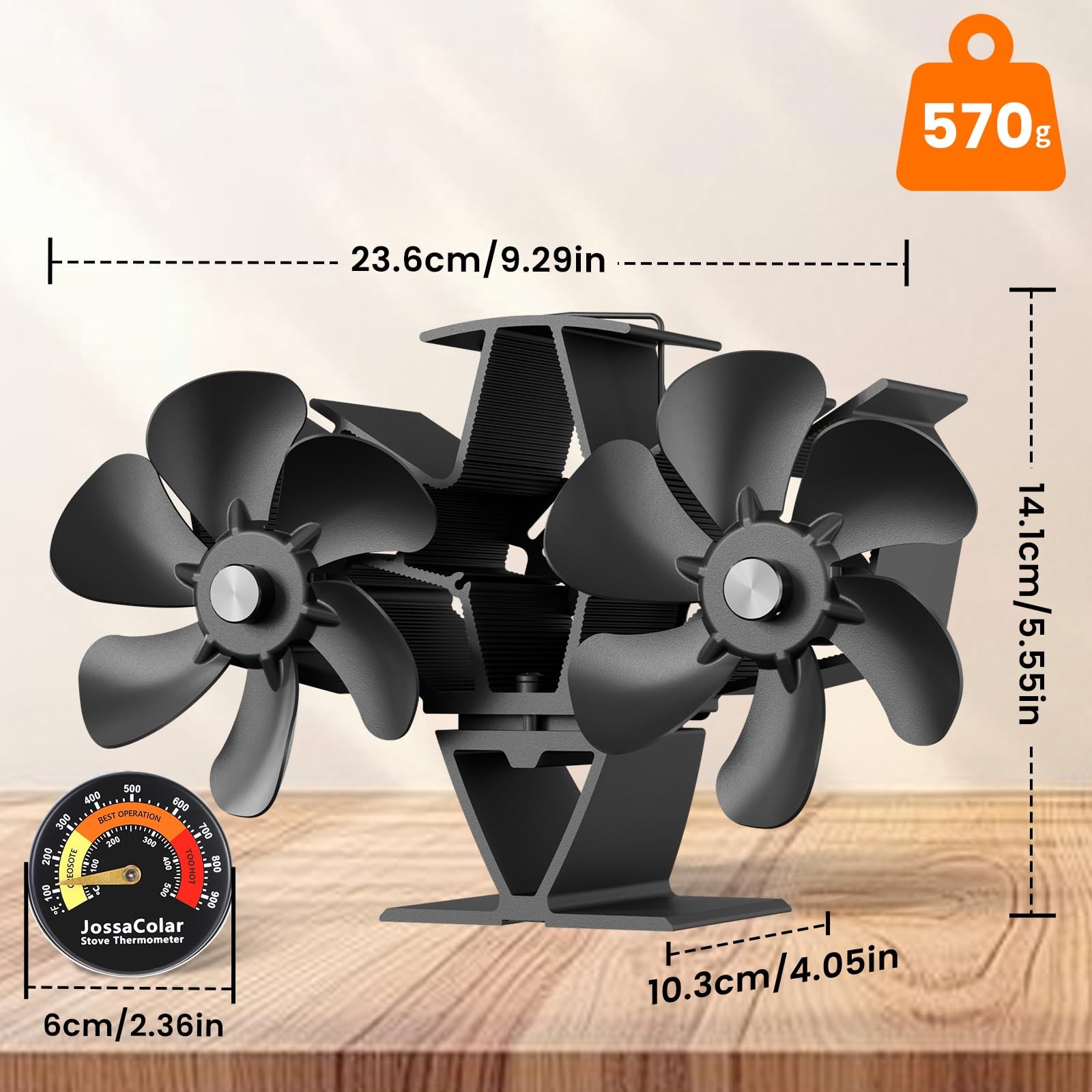 JossaColar Wood Stove Fan Heat Powered | 12-Blade Non Electric Heat Activated...