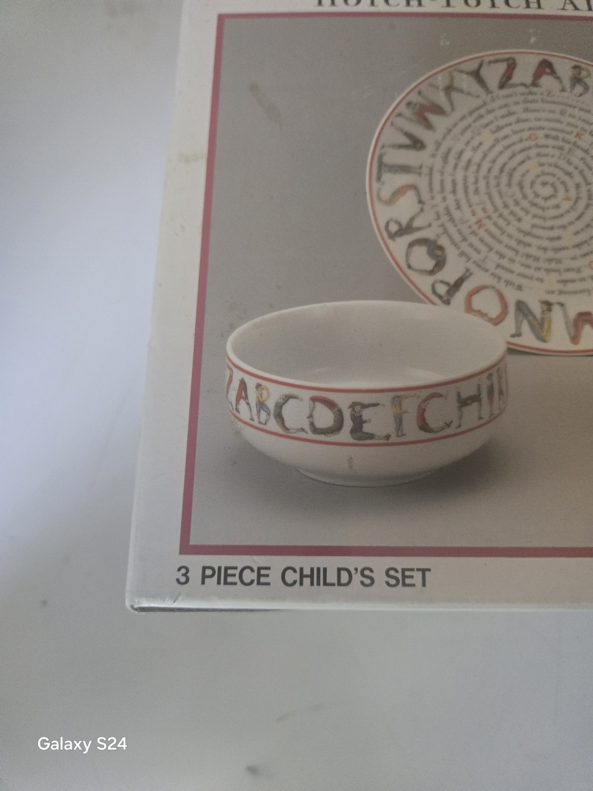 Vintage Williamsburg Porcelain Hotch Potch Alphabet Kids Dinner Set