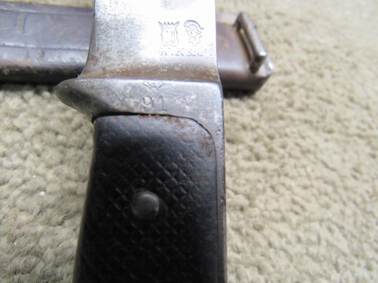 Danish M1889 Krag Jorgensen Bayonet w/ Scabbard Dated 1891 WK & C Mfg