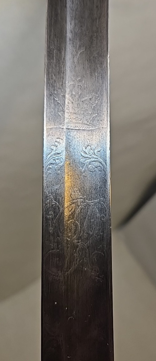 Pre-WWI British Pattern 1827 Volunteer Rifle Officers Sword w/Scabbard - Etched