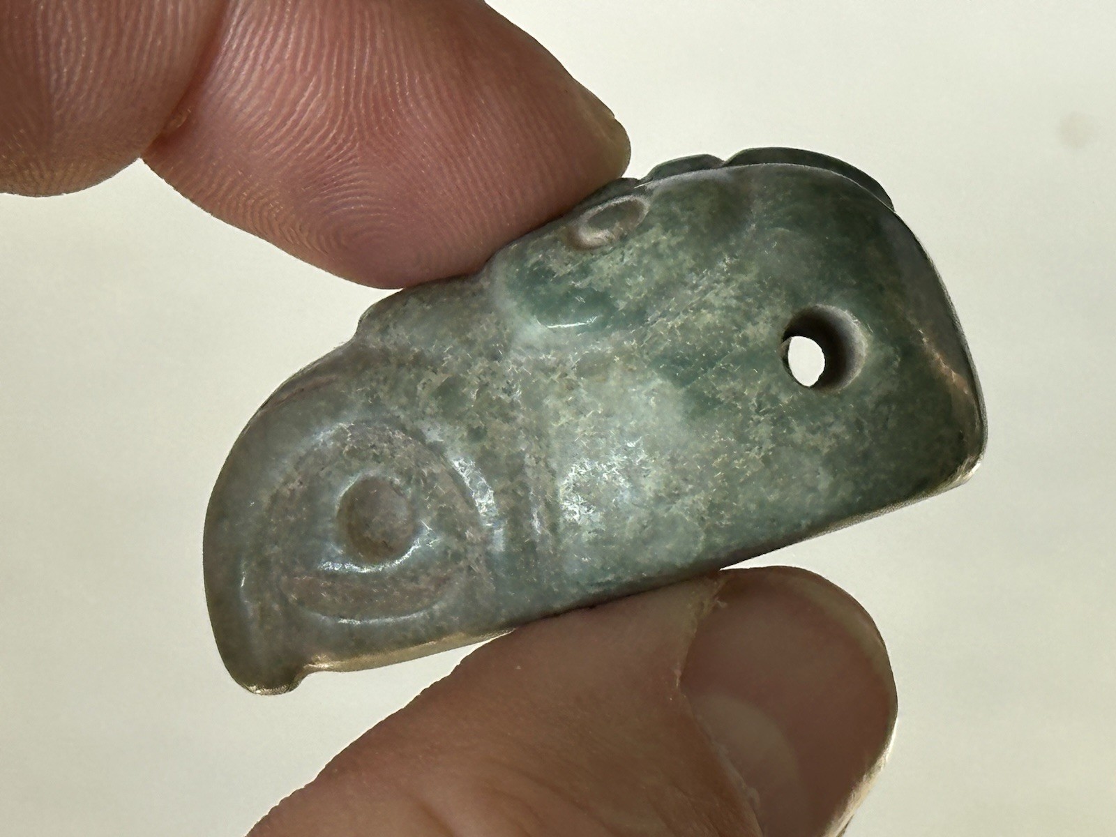 EXCEPTIONAL PRE-COLUMBIAN BIRD EFFIGY MAYAN JADE PENDANT FIGURINE IDOL MAYA, COA