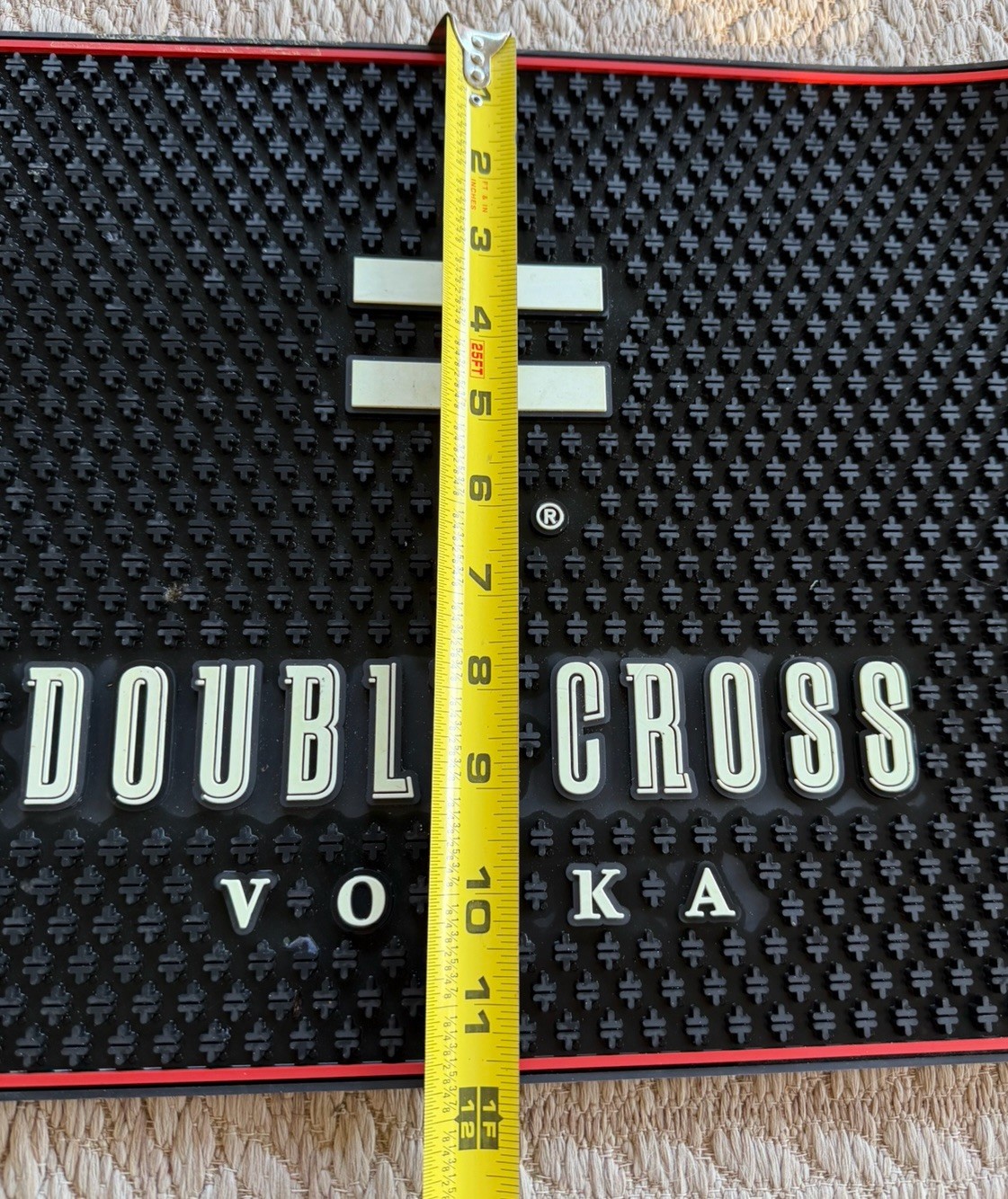 Double Cross Vodka Bar Spill Mat Black White 18”x12” Mixed Drink Man Cave Party