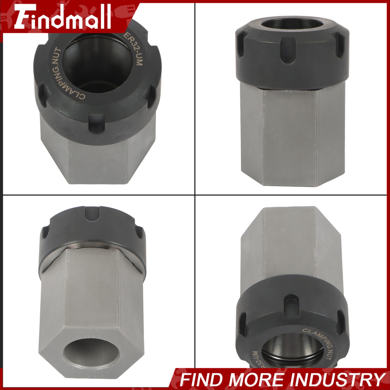 Findmall ER32 Collet Block Spring Hex & Square Chuck Holder For CNC Machine