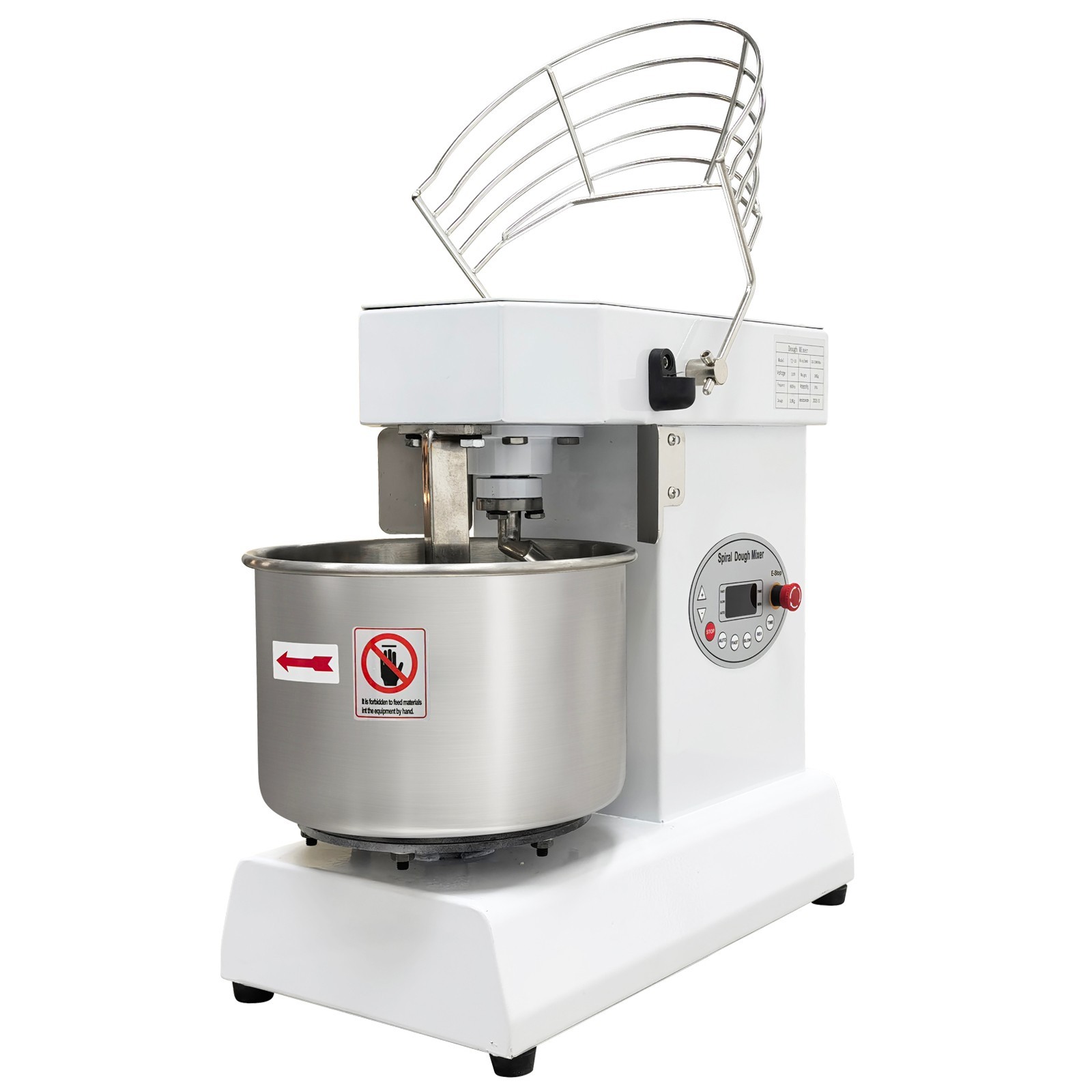 10QT Commercial Dough Mixer 110V Spiral Flour Mixing for Bakeries, Restaurants
