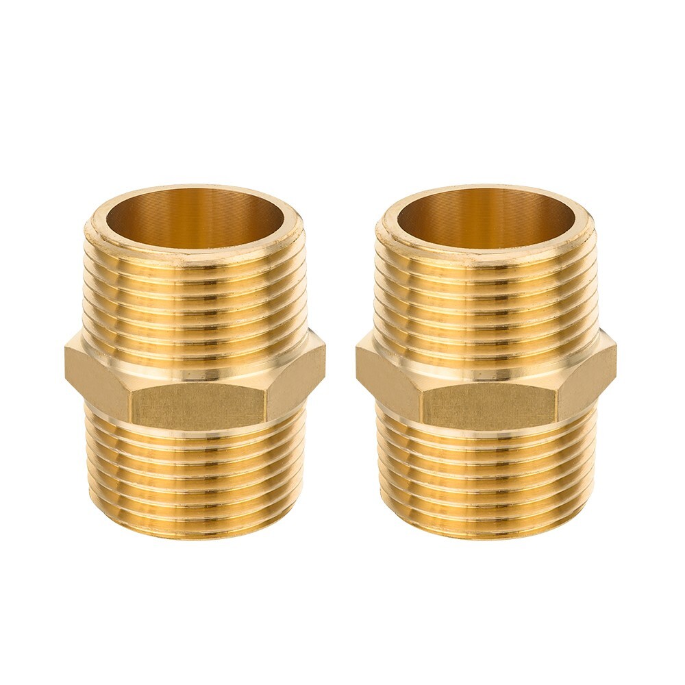 5 PCS EFIELD 1/2" x1/2" Male NPT Hex Nipple Pipe Adapters ,Brass Fittings