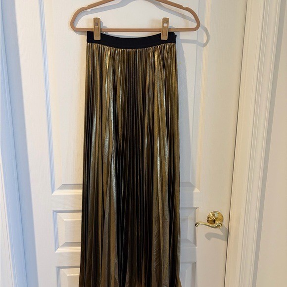 BCBGMaxAzria Metallic Gold Maxi Skirt