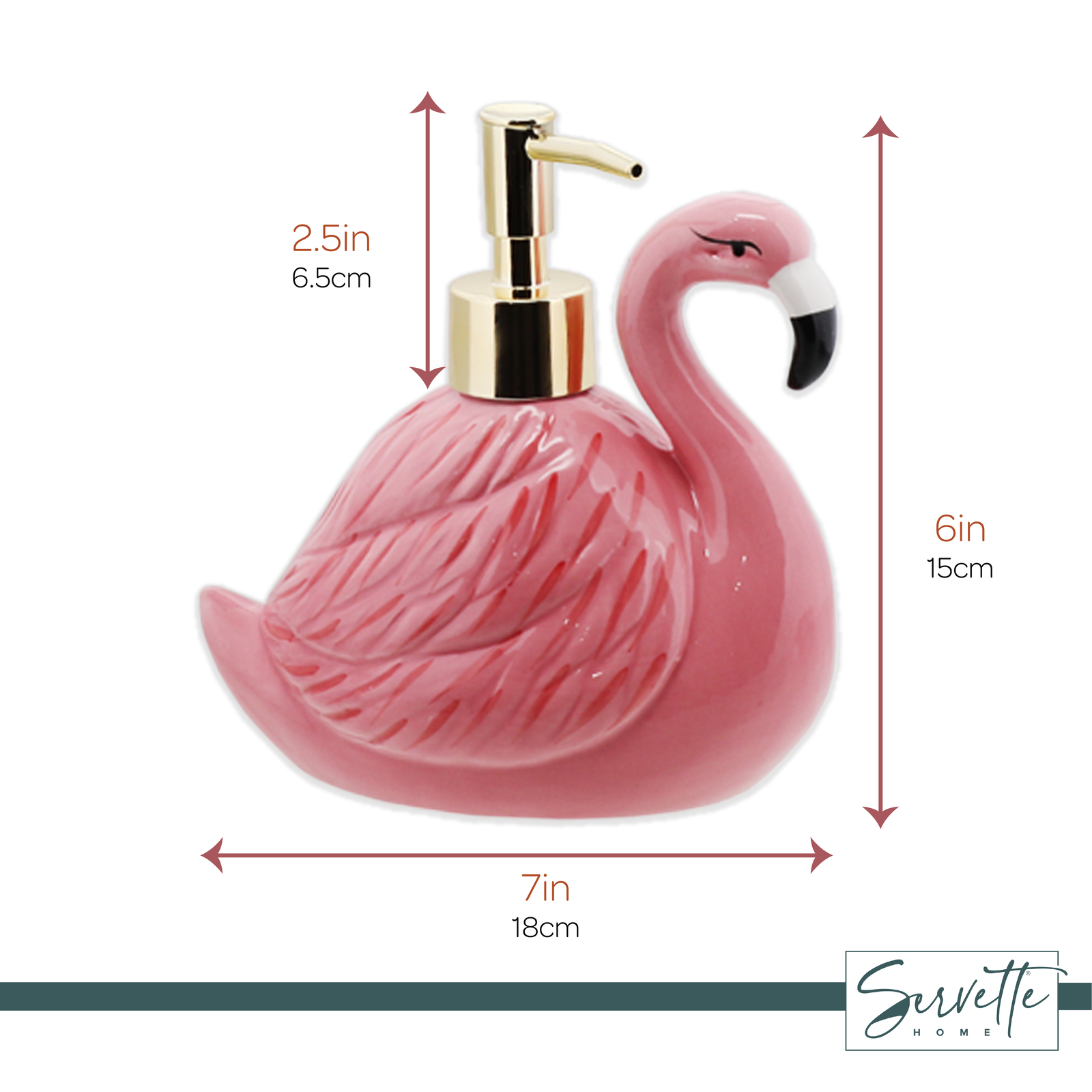 Flamingo Soap Dispenser with Pump for Bathroom or Kitchen Sink