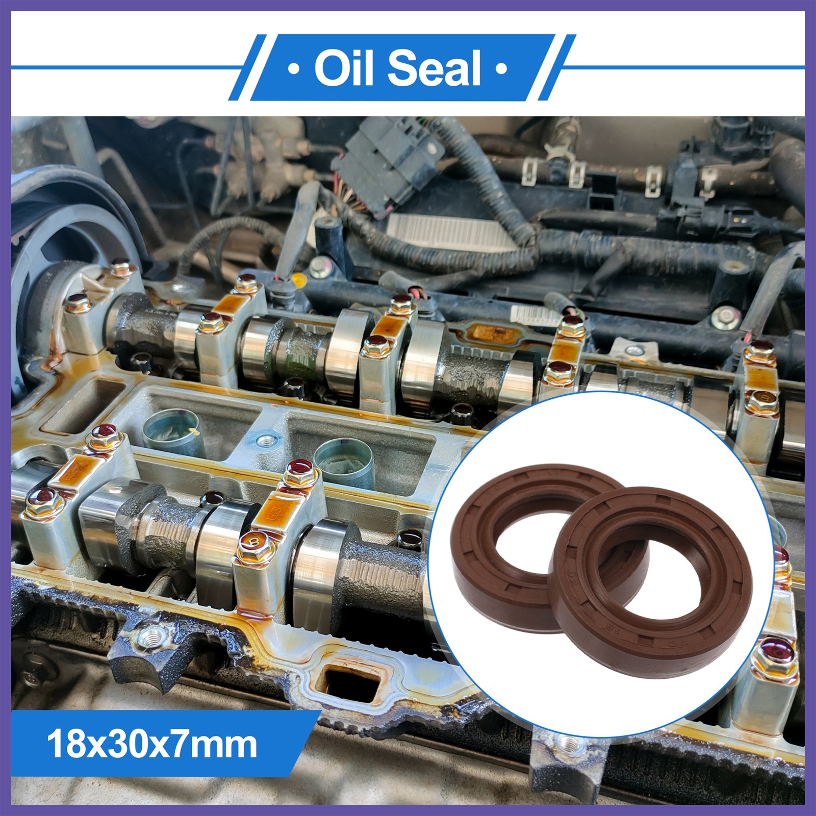 Oil Seal Seal Ring Rotary Shaft Seal FKM Rubber 18x30x7mm 2 Pcs