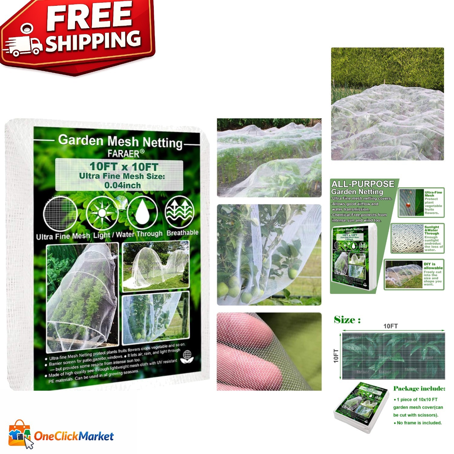 Versatile 10ft x 10ft Ultra Fine Mesh Plant Covers for Gardens & Greenhouses
