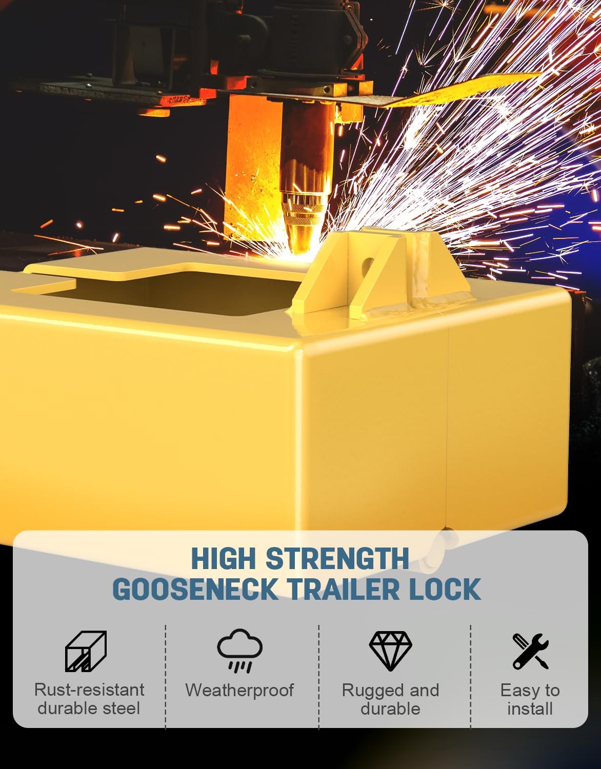 Gooseneck Trailer Lock, Lock for Trailers, Fits Round and Yellow