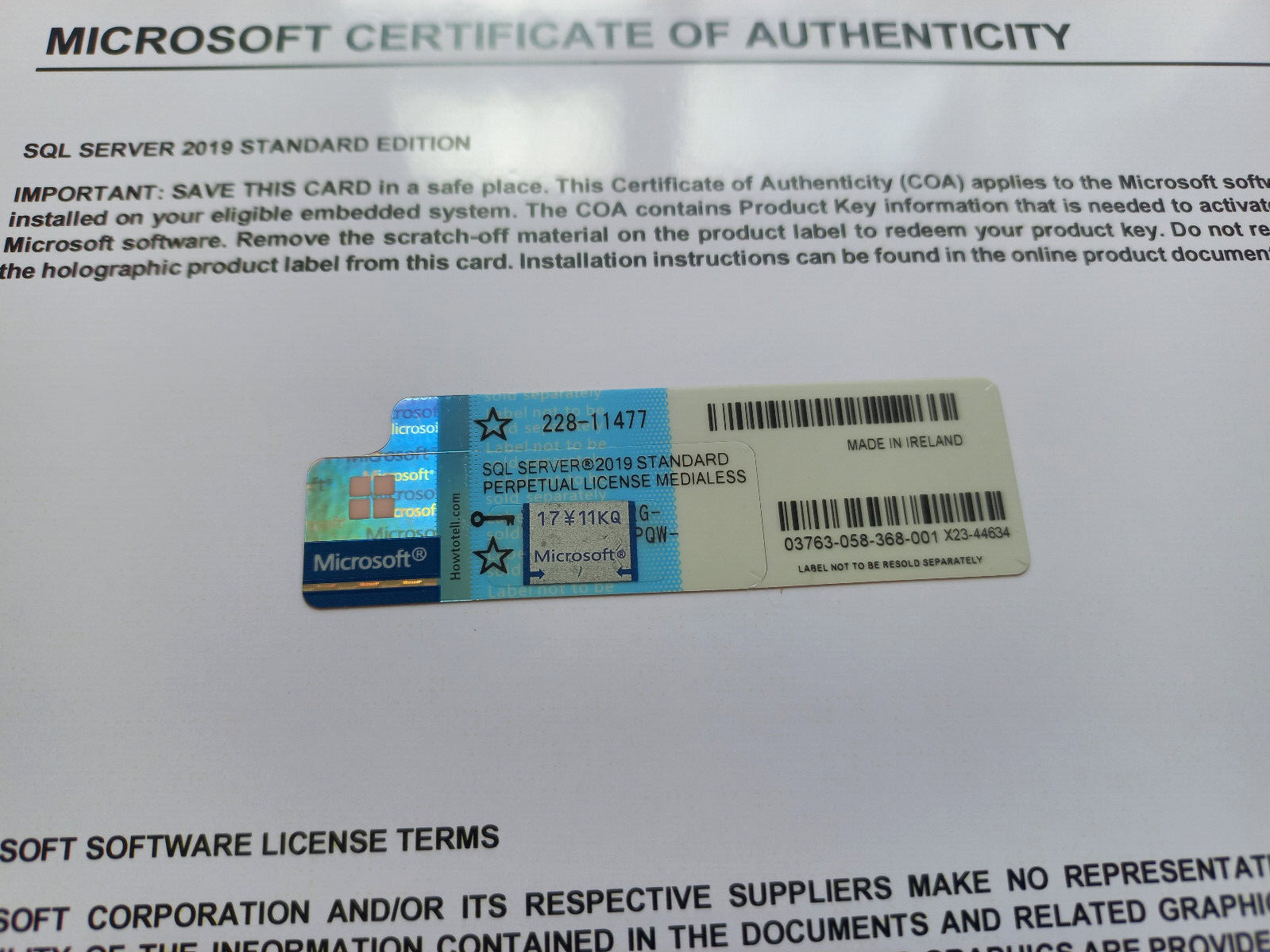 SQL Server 2019 STANDARD 48 Core License, unlimited User CALs CoA Genuine Label