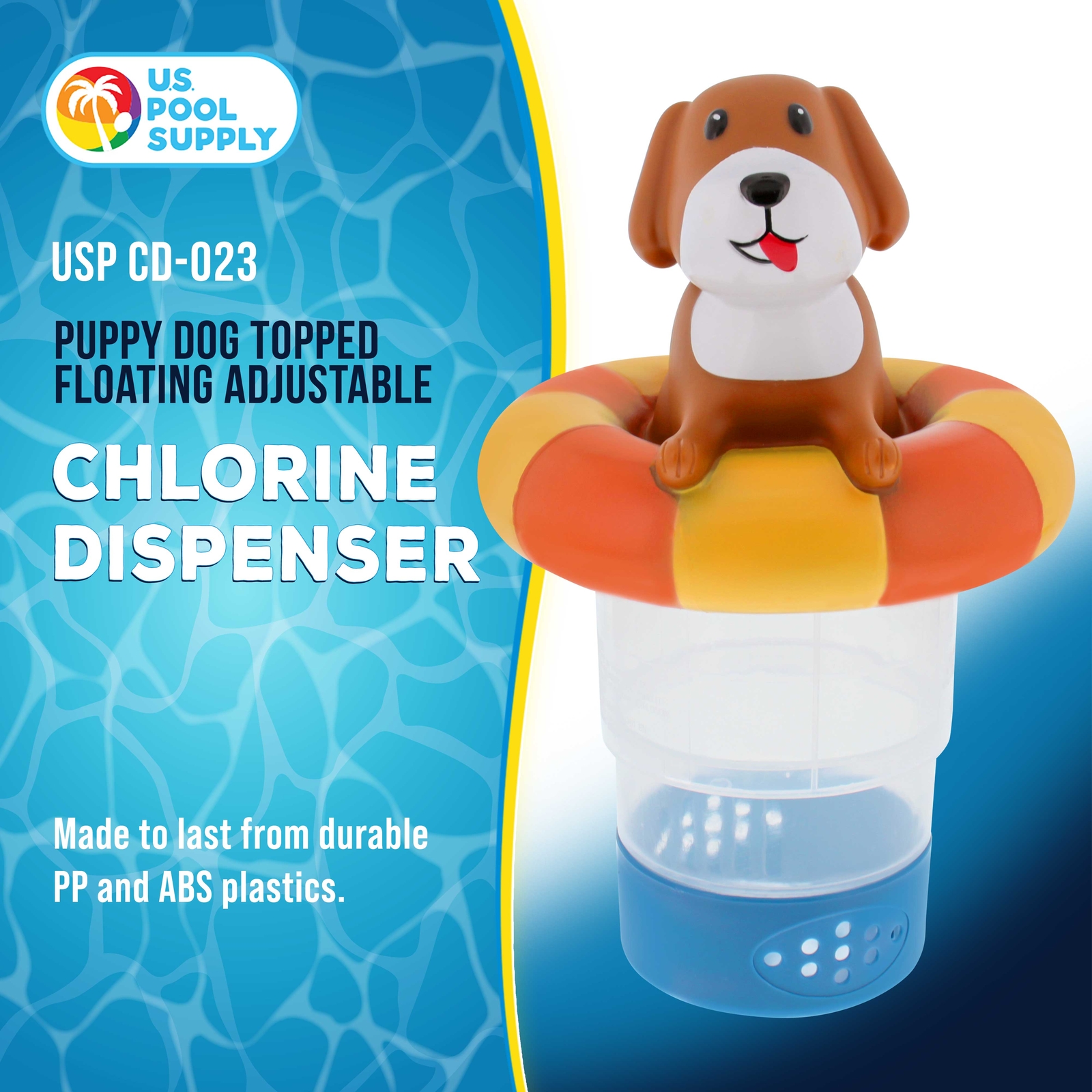 U.S. Pool Supply Puppy Dog Floating Pool Dispenser, Holds 3" Tablets