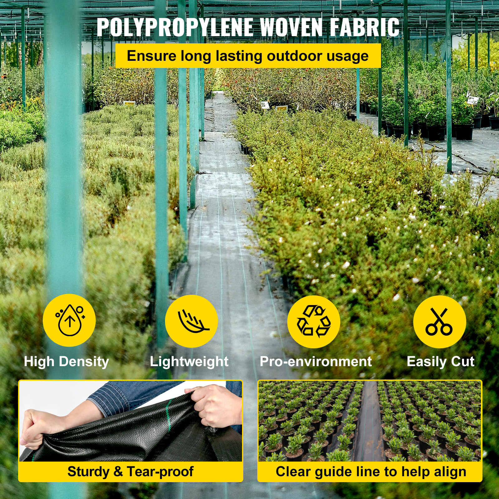 VEVOR 6.5'x330' Weed Barrier Landscape Fabric Ground Cover 3.2z PP Chemical-free
