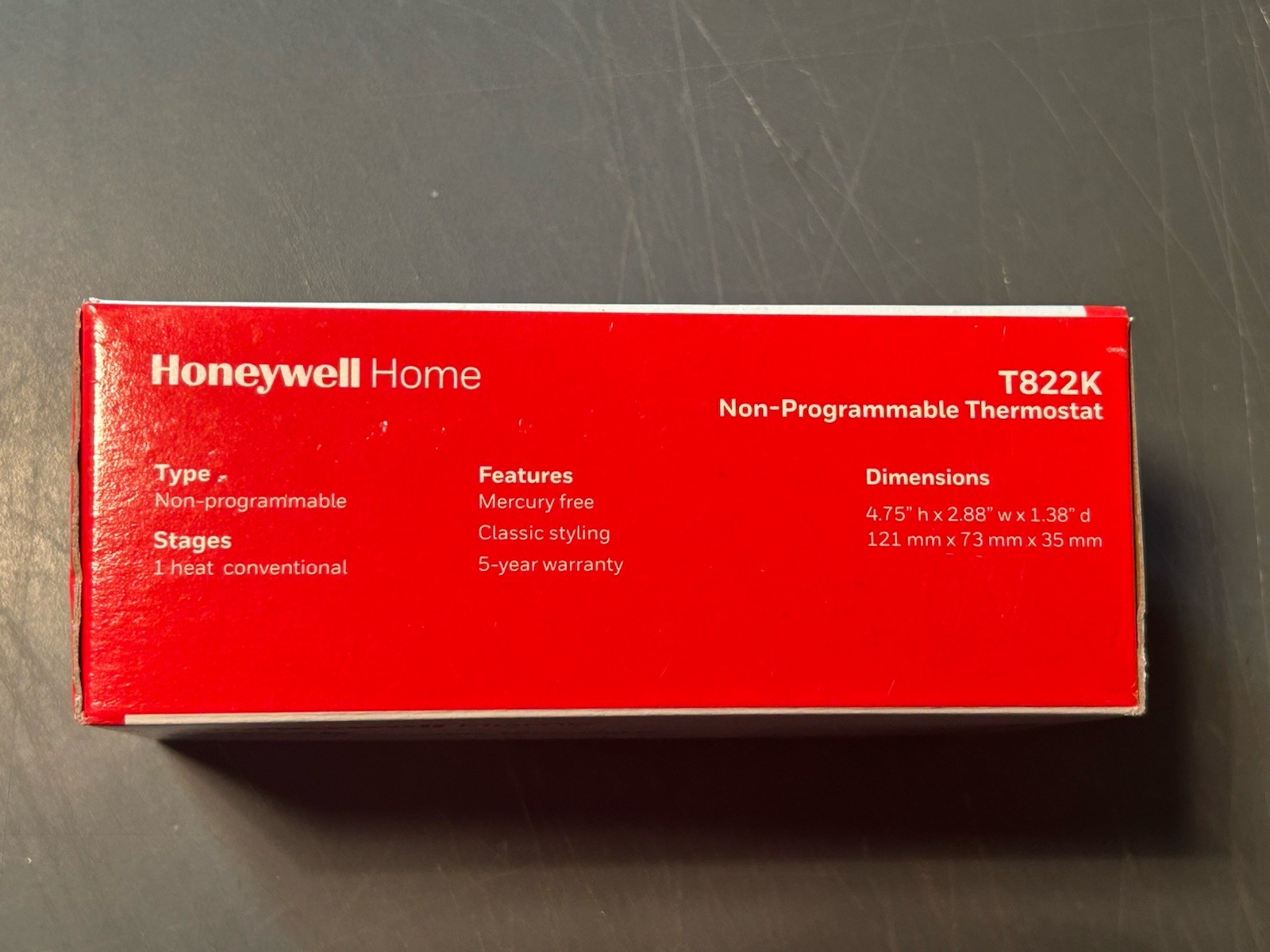 Brand New Honeywell T822K Thermostat Conventional Heat Only Non-Programmable