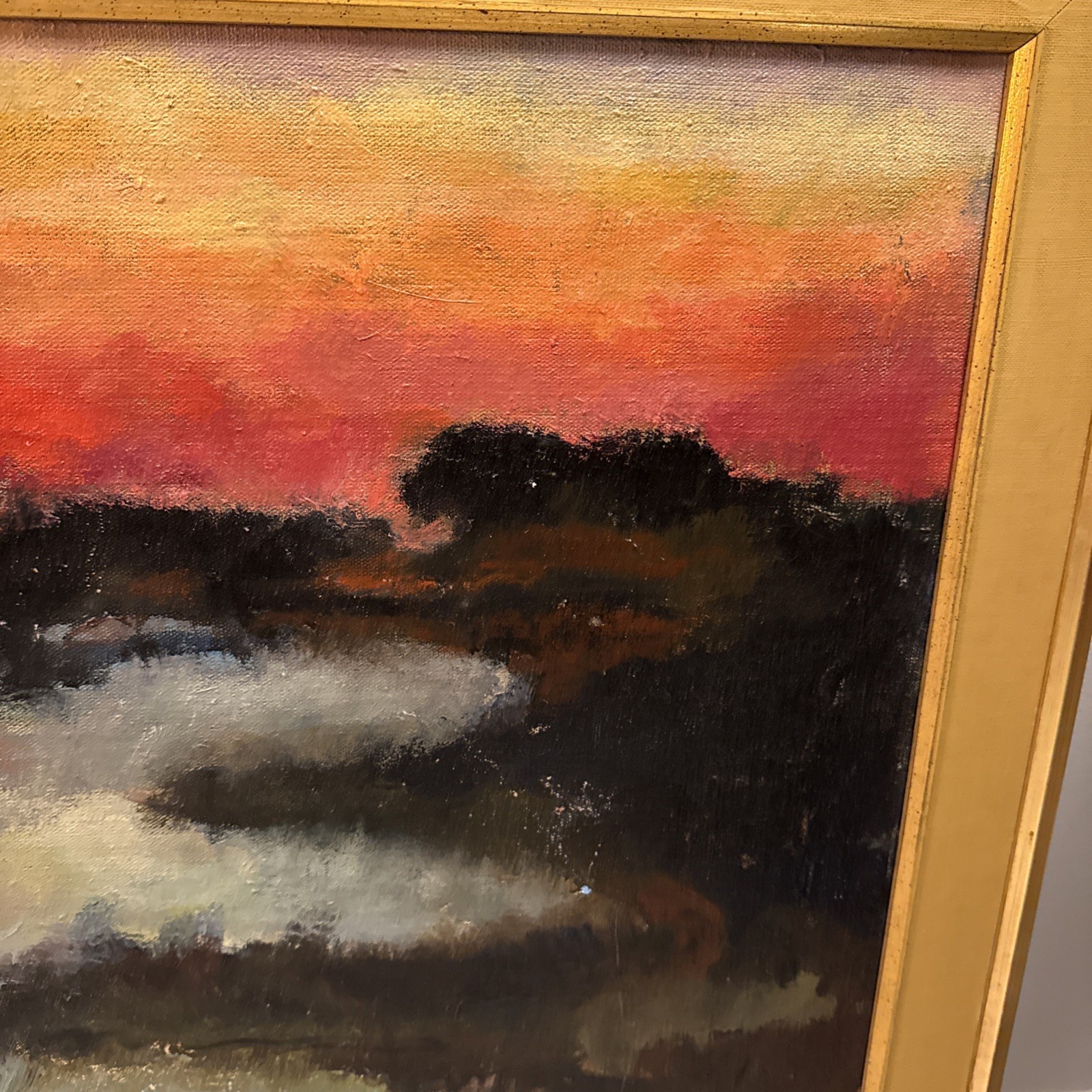 Vintage Florida Landscape Original Oil Painting On Canvas Framed Signed Rosen