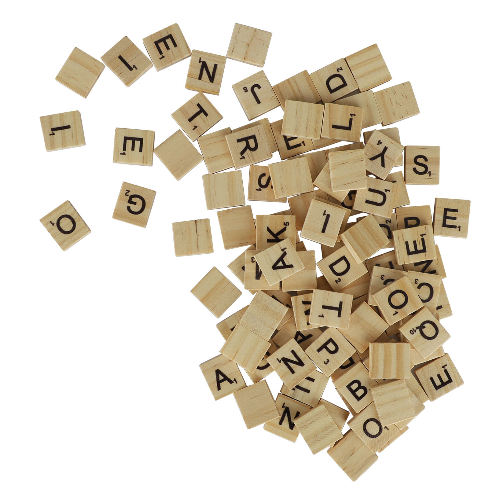 400PCS Scrabble Wood Tiles Pieces Full Sets 100 Letters Wooden Replacement Pick